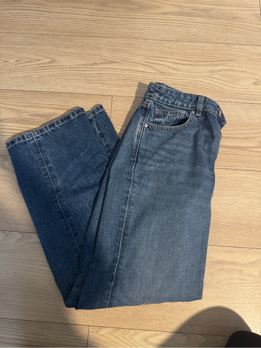 Zara Women's Straight Dark Blue Denim Jeans